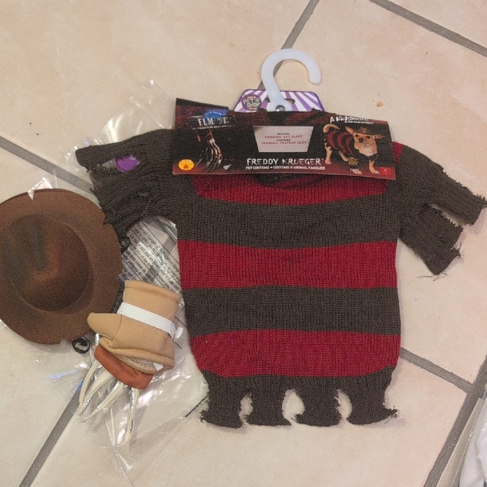 Nightmare On Elm Street Striped Red and Black Pet Costume Small